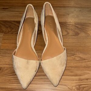 J. Crew Women's Light Beige Suede Pointed D'Orsay Flats